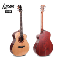 高端 Luxars 全实心 A 级云杉椴木原声吉他圆形品格吉他